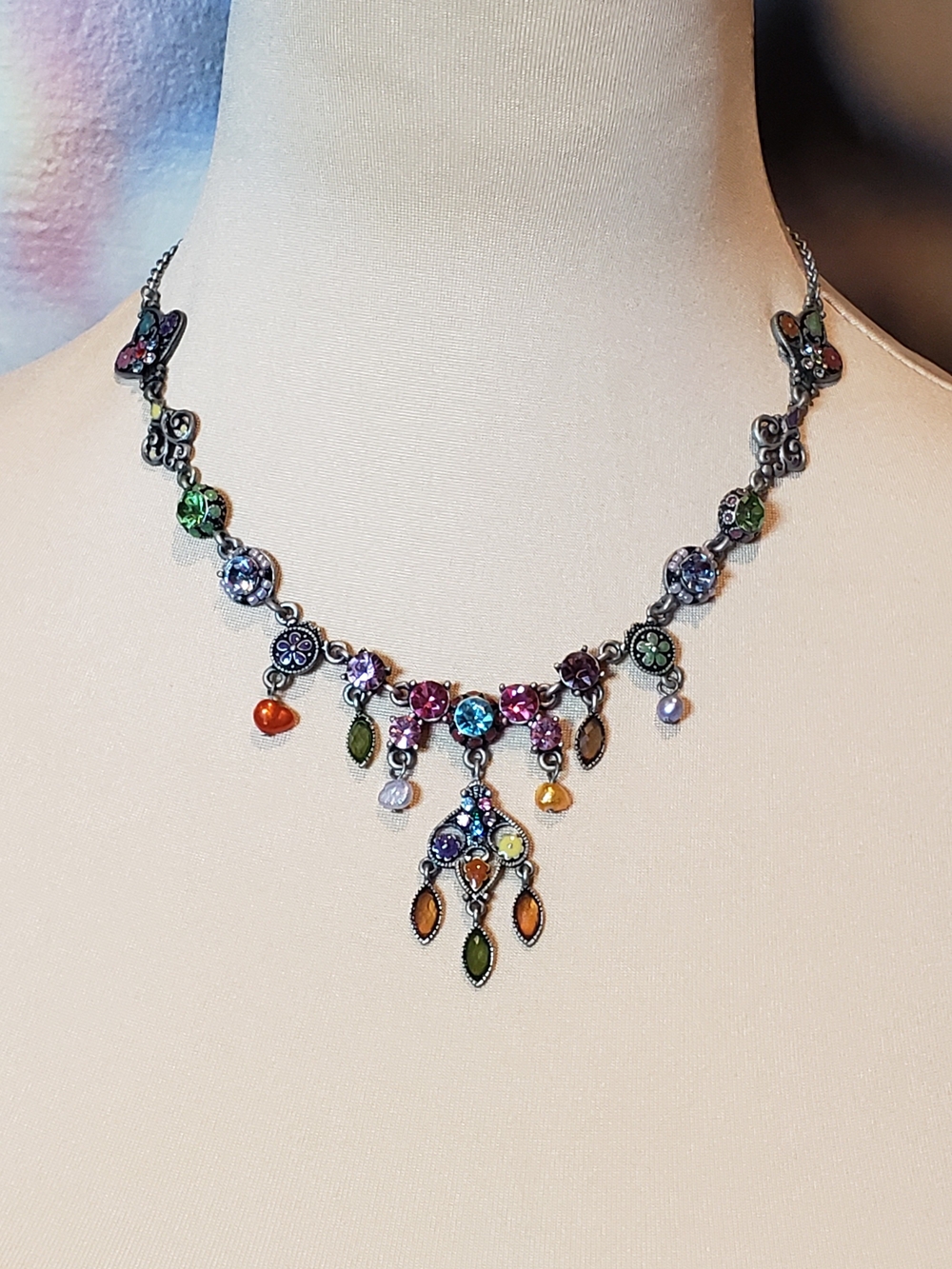 Multicolor Crystal Drop Necklace